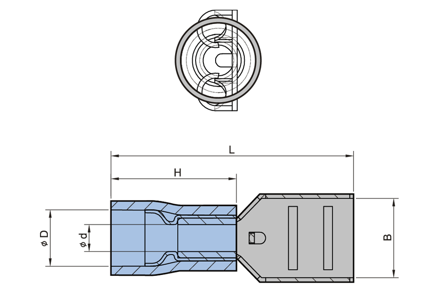 Doppeltes crimp -vinyl -isoliertes Terminal