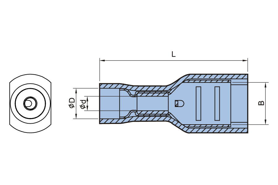 Vinyl vollständig isoliertes Doppel -Crimp -weiblicher Terminal