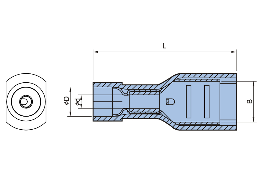 Doppel -Crimp -Nylon vollständig isoliertes weiblicher Trennungskörper