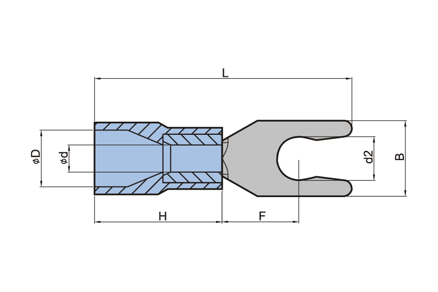 Nylon isoliertes Verriegelungsgabel -geformtes Anschluss