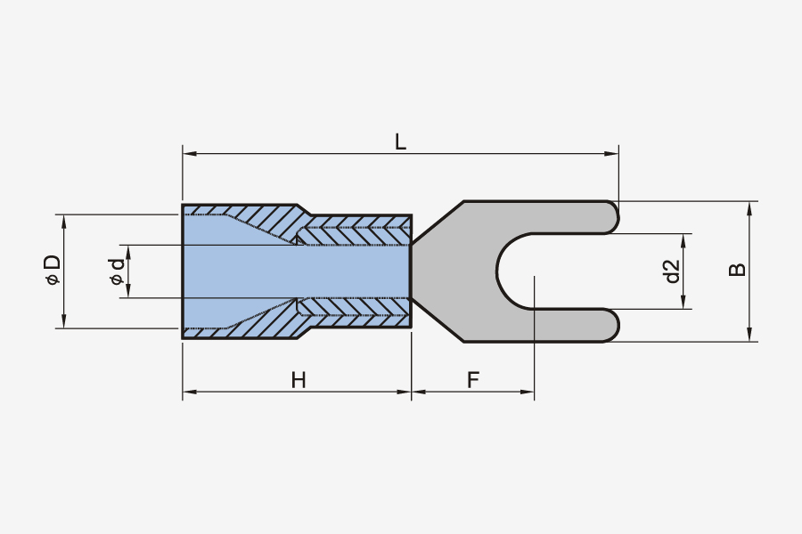 Nylon isoliertes Gabeltyp -Anschluss
